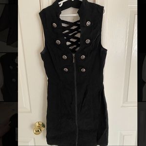 Black pencil dress with open criss cross back